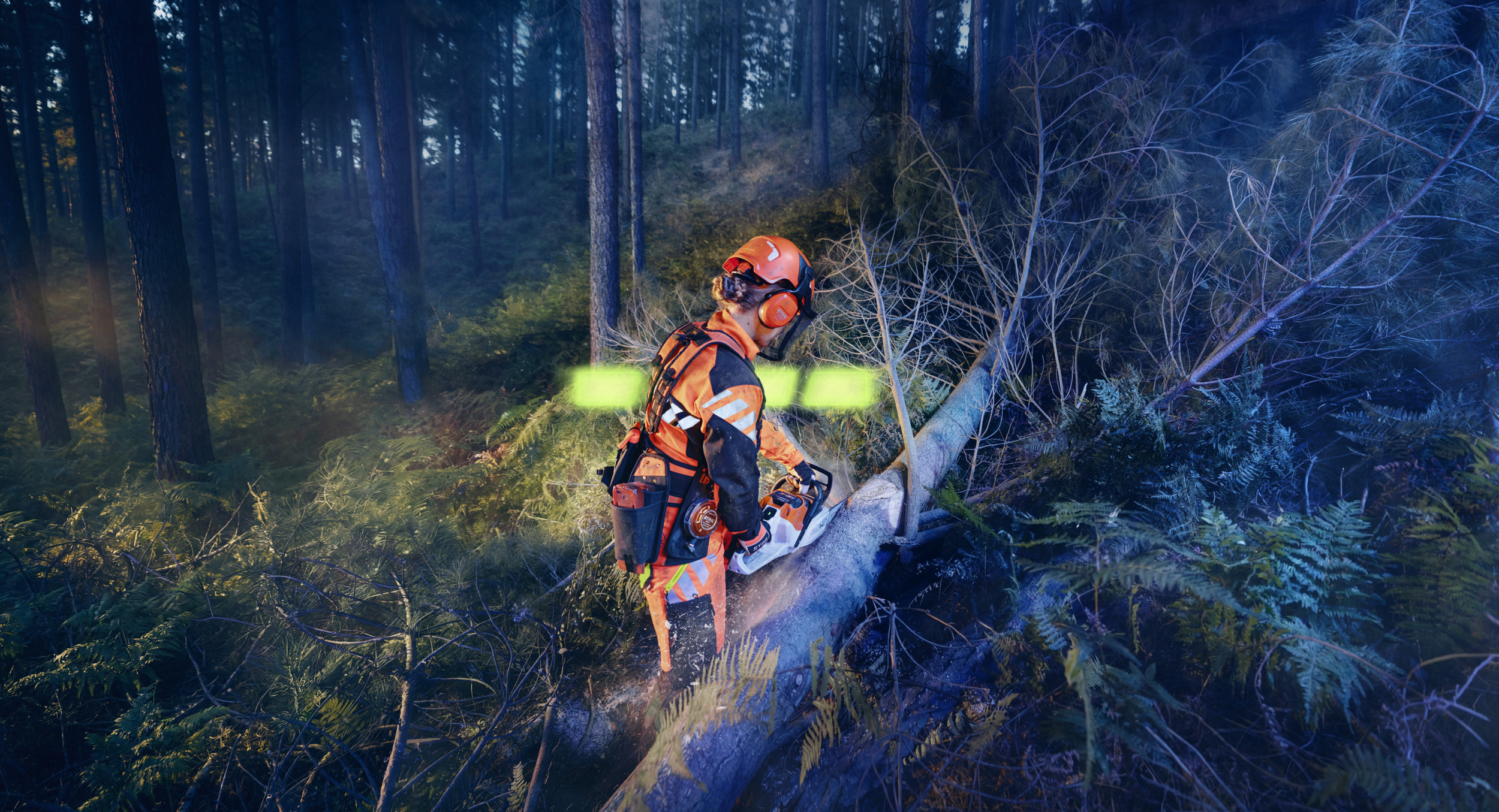 Akumulátorový systém STIHL ALLPRO při práci s pilou MSA 260 v lesnictví