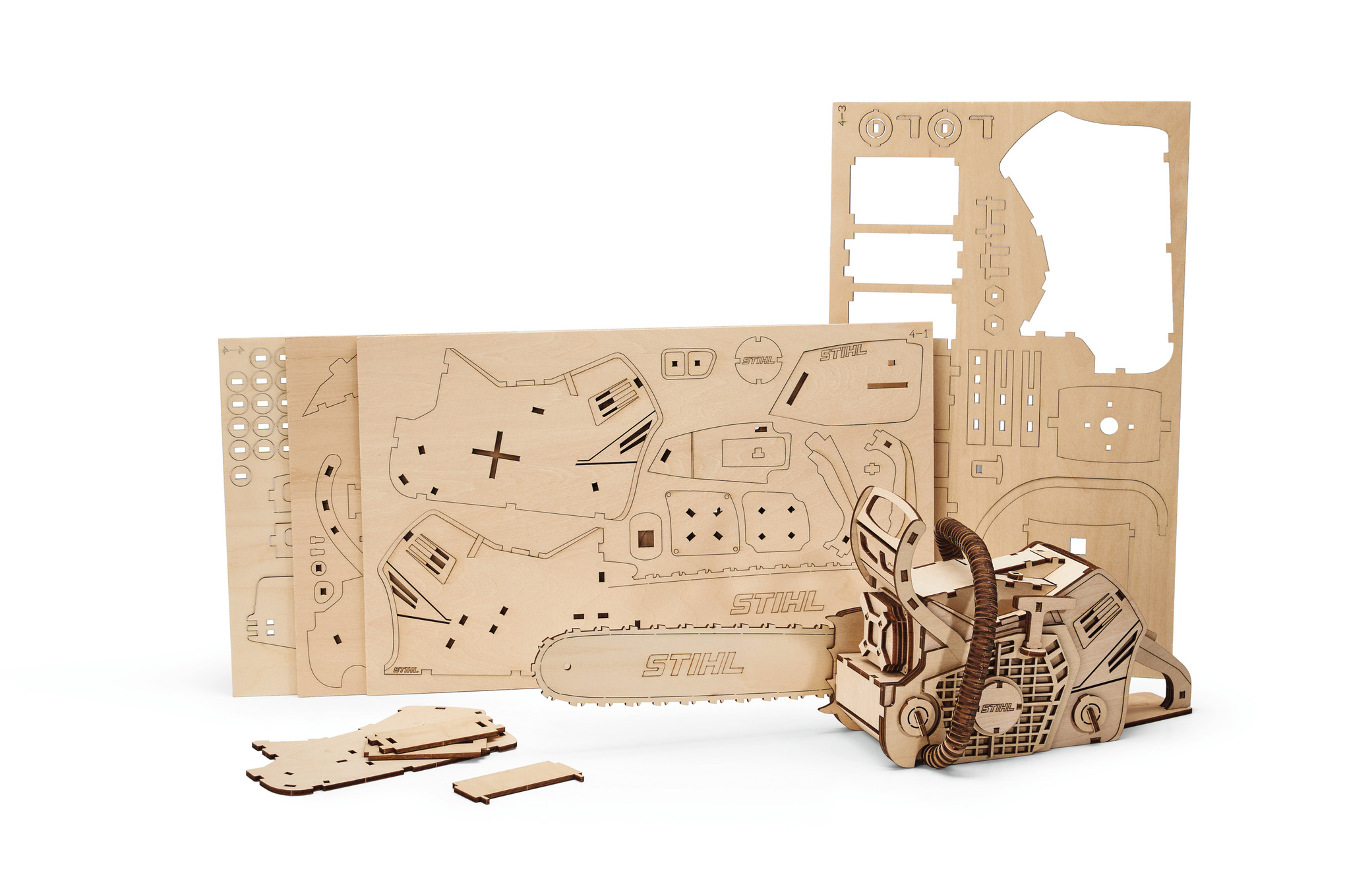3D dřevěné puzzle motorové pily MS 500i