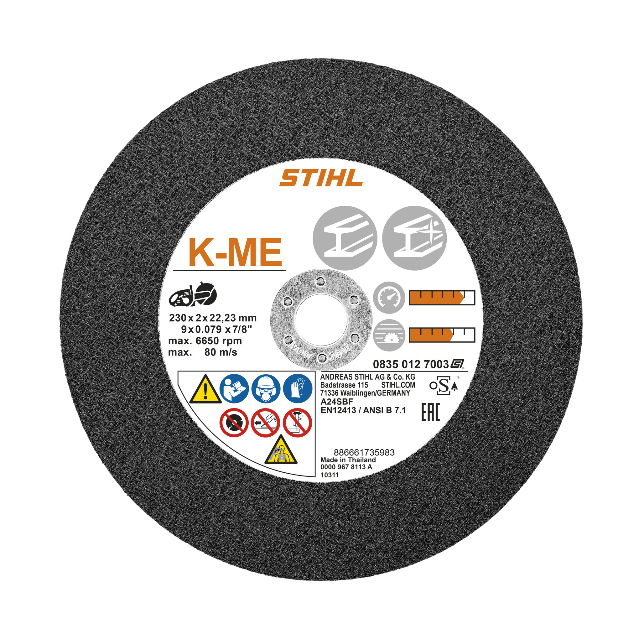 Řezný kotouč na ocel, konstrukční ocel, K‑ME, Ø 230 mm / 9"