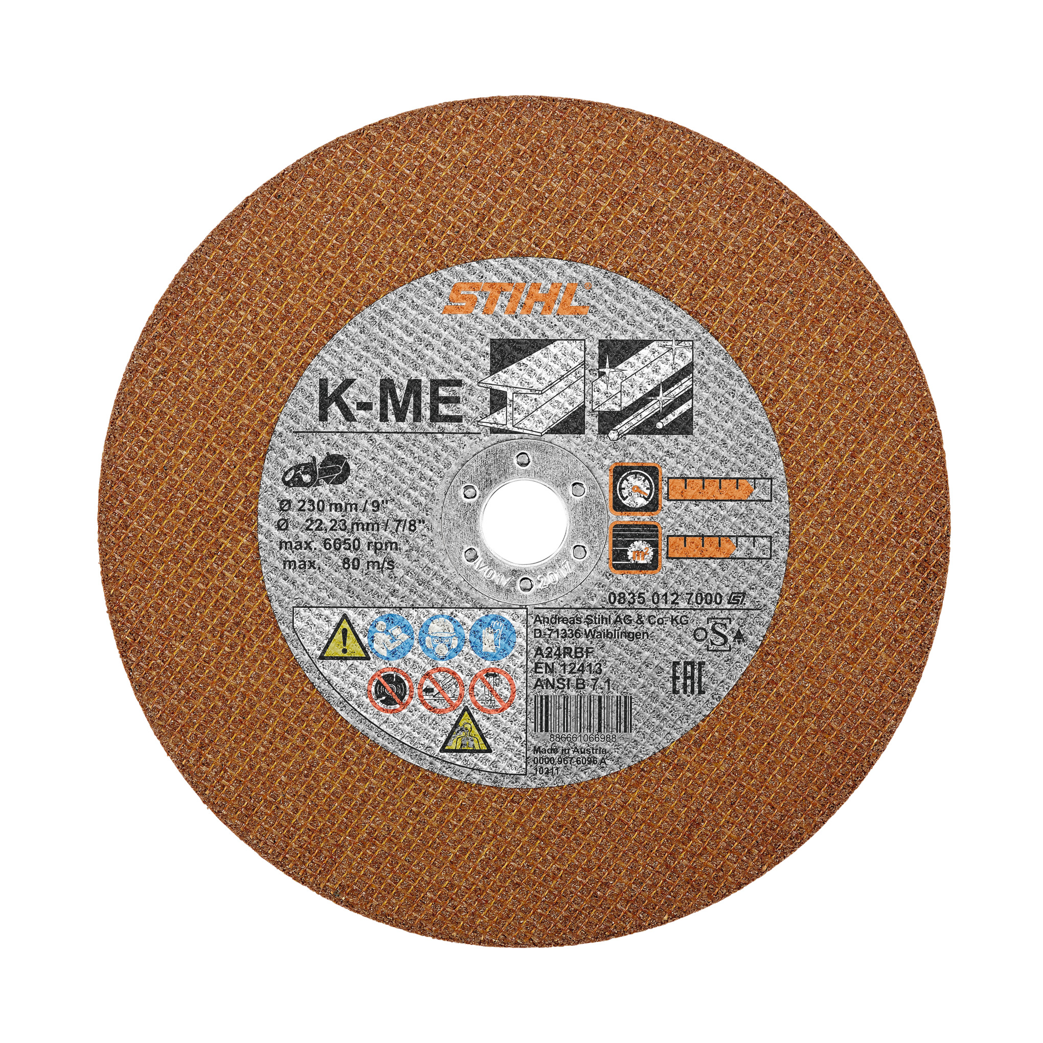 Řezný kotouč na ocel, konstrukční ocel, K‑ME, Ø 230 mm / 9"